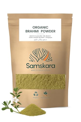 Brahmi en Polvo | Samskara tribe | Bacopa Monnieri Ayurvédica Natural | Mejora Memoria, Claridad y Equilibrio Emocional | Ideal para la cocina con Leche Vegetal o Té - 100 gr