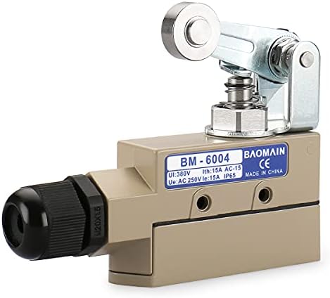 Baomain TZ-6 Sealed Limit Switch BM-6004 (TZ-6004) Roller Plunger SPDT AC 250V 15A IP 65