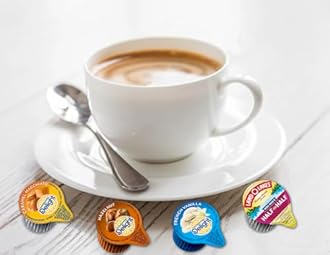 SOUTHERN BASICS Premium Coffee Creamers Liquid Creamer Singles Variety Pack, Caramel Macchiato, French Vanilla, Half-Half & Hazelnut - No Refrigeration - Box Of 96