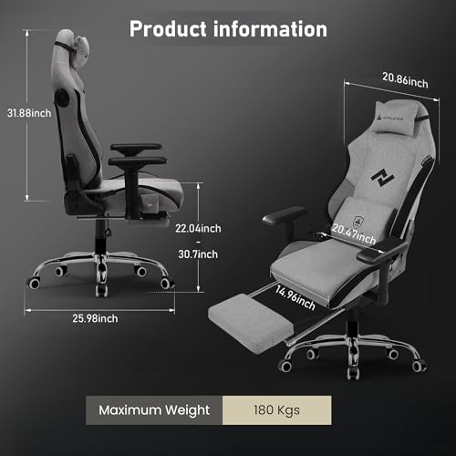 Image of GTPLAYER Titan Pro Inbuilt Bluetooth Speakers Gaming Chair, Immersive Audio Experience for Streaming & Gaming, Ergonomic Chair with Adjustable Neckrest, Lumbar Pillow & Footrest (Grey)