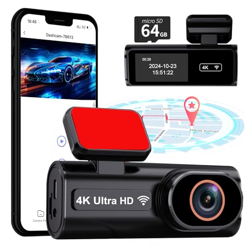Dashcam Auto Vorne Hinte, 4K+1080P Dual Kamera mit 5GHz WLAN GPS...