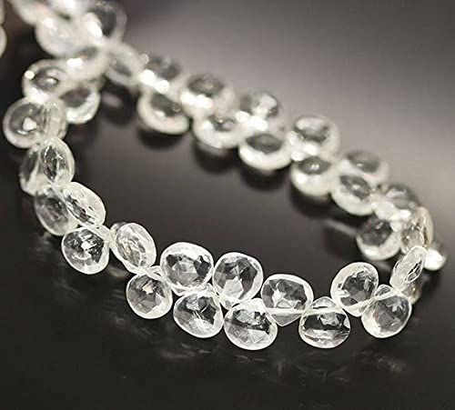 Quartz blanc briolette en cœur facetté 8mm pour joaillerie haut de gamme