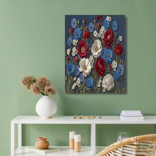 Lienzo decorativo de flores para salón y dormitorio, diseño moderno en gris azulado