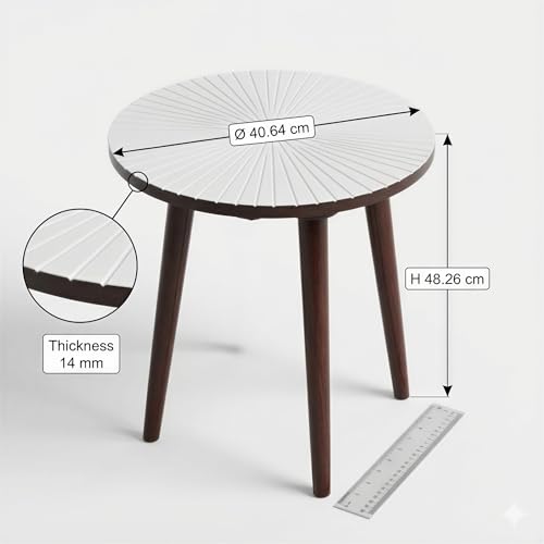 Image of Arvix Store Wooden Round Coffee Table, Easy-to-Assemble Home Decor Bedside Table, Nightstand Coffee End Table for Living Room, Small Space (Brown White)