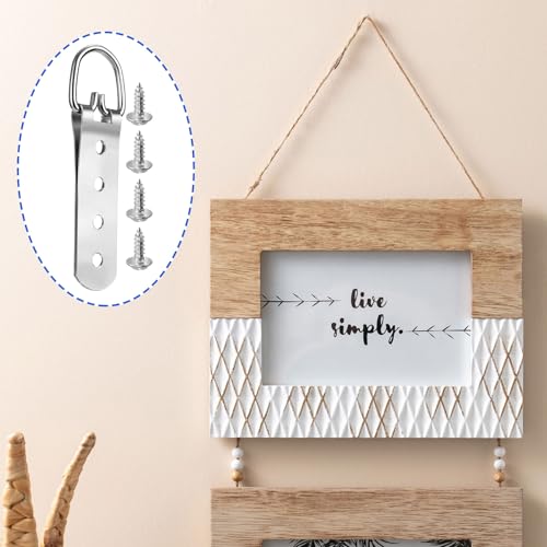 Image of ANCIRS 6 Pcs Super Heavy Duty Extra Large Strap Hanger, 4 Hole D-Ring Picture Hanging Hardware, Heavy Duty D Ring Picture Hangers with 24pcs Screws for Picture, Frame