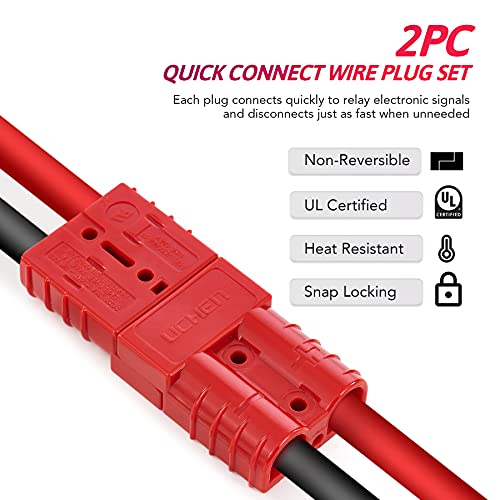Omt Wire Connector 2 Pack, 50A Wire Harness Plug Kit For 6 To 12 Gauge Cables, 12V To 36V Battery Quick Connect Disconnect Set For Car Bike Atv Winches Lifts Motors More, Set Of 2, Red #TOP1