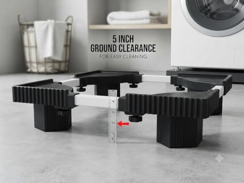 Image of Washing Machine Stand Trolley Waterproof & Rust Free | Adjustable Refrigerator Stand | Heavy Duty Plastic Appliance Dolly for Fridge, Cooler & Top Load Washing Machine