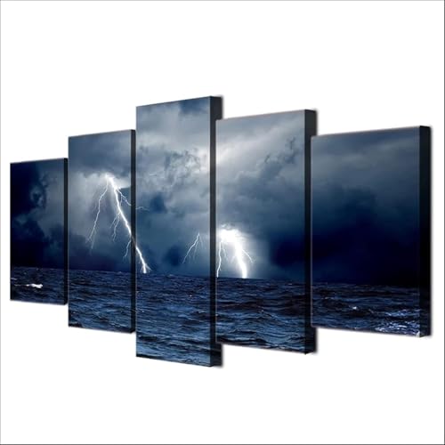 Tableau 5 panneaux paysage urbain idée cadeau d'anniversaire original