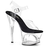 luna sandals mono 2 Correa de tobillo Pleaser MOON-708 Clr-Blk/Clr UK 2 (EU 35)