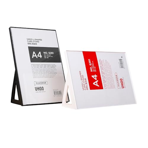 ECKEK ABS Plastic Sign Holder,Menu Displays L Shape Sign Stand Vertical/Horizontal Use (White A4 210×297mm/8.27×11.69inches) - Image 2