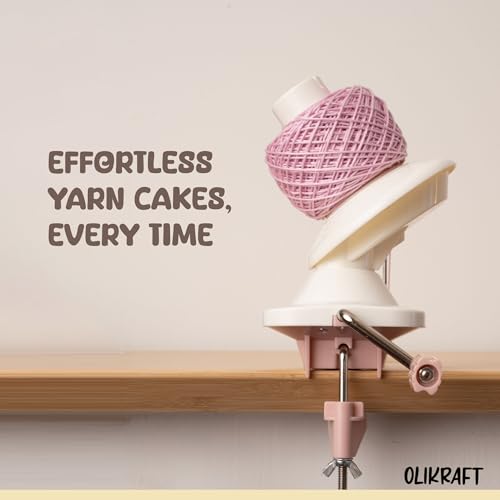 Image of Olikraft Manual Yarn Winder | Yarn Ball Winder, Roller, Baller Crochet Spinner for Crocheting | Clamp for 1 3 /4 inch Surfaces | Create Cakes up to 4oz (Coral Pink)