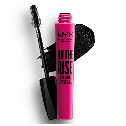 NYX Professional Makeup Máscara de pestañas On The Rise Volume Liftscara, Volumen instantáneo, Aplicador de elastómero, 10 ml, Color: Negro Mate