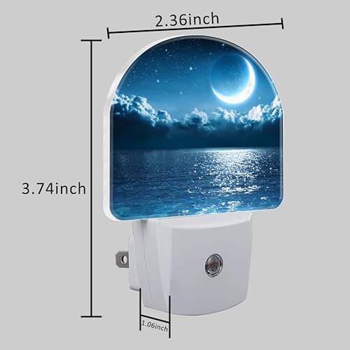 Image of Magic Moon on Sea Night Light Plug into Wall with Dusk to Dawn Sensor Cute Nightlight for Kid Girls Boys Women Men Room Decor, Hallway, Kitchen, Bathroom, Nursery, Stairs