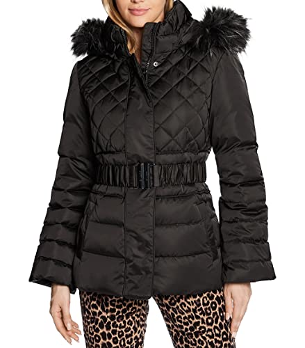 Guess Damen Laurie DOWN Jacket Echtdaunen-Steppjacke, Jet Black A996, M