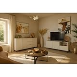 Lomadox Wohnzimmer Möbel Set in Kaschmir modern mit Sideboard & Lowboard, 2-teilig, Wohnwand, Anbauwand, Fernsehwand, Fernsehschrank, Kommode, Anrichte, Wohnzimmer-Set