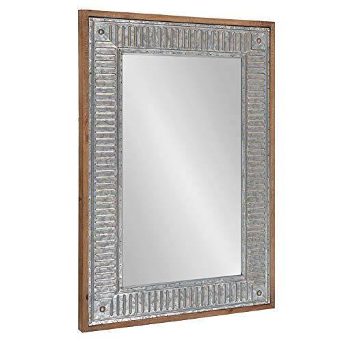 Kate And Laurel Deely Farmhouse Wall Mirror, 20 X 30, Rustic Brown And Silver, Rustic Wall Decor With Galvanized Metal Frame #TOP7