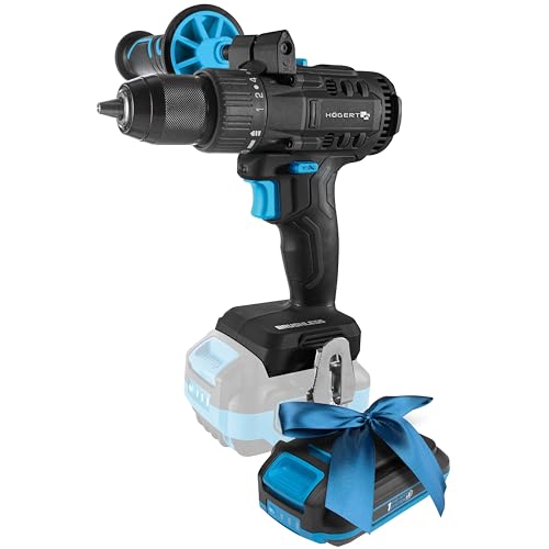 HÖGERT TECHNIK Bürstenloser Akku-Bohrschrauber 18V, 80 Nm Drehmoment, 13 mm Bohrfutter, 20+1 Drehmomentstufen, LED-Beleuchtung, Metallgetriebe + PROMO 2,0 Ah Akku