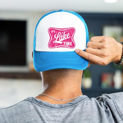 Image of It's Lake Time Summer Classic 5 Panel Foam Front Mesh Snap Back Trucker Hat