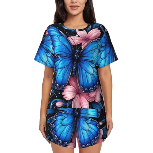 Women Cotton Pajamas, Short Sleeve Shirt and Full Length - Main Image