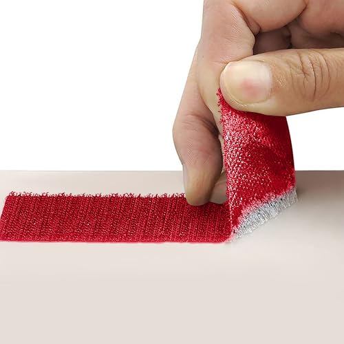 Image of 1.5 inch x 1 Yards Red Wide Hook and Loop with Self Adhesive Tape Strong Sticky Back Roll Nylon Heavy Duty Strips Excellent Grip Fabric Softener for Home Office School Car Craft Organizer