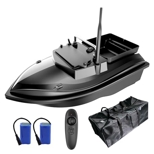 Bateau à appâts RC pêche carpe noir télécommandé 2 kg capacité avec sac de transport