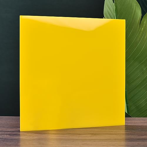 Image of 6 PCS Yellow Cast Acrylic Opaque (no-Transparent) Plastic Sheet 8 x 8 Inch (.118 inch Thick), for Signs, DIY Projects.