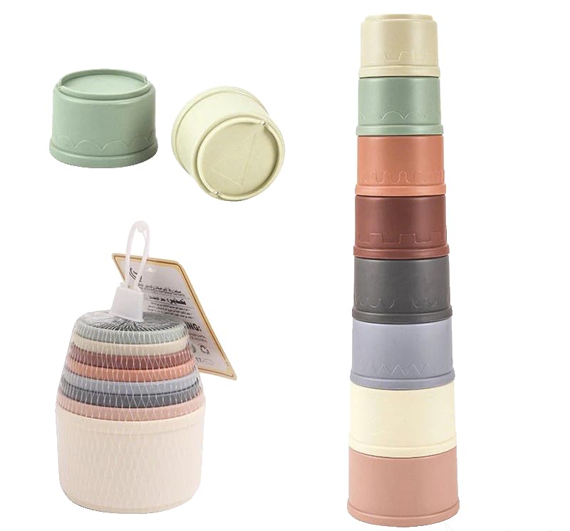 Felizzyroo 8 Pcs Stacking Cups for Rabbits, Colorful Bunny Toys for Rabbits and Small Animals, Nesting Rabbit Toys of Different Sizes, Bunny Stacking Cups for Hiding Food and Playing