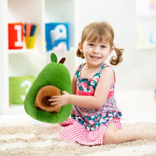 XPJBKC 2 in1 Capybara Kuscheltier, 35CM Capybara in Avocado Plüschtier, Niedlich Avocado Plüschtier, Abnehmbare Cute Plushies, Super Weiche Gefüllte Spielzeug Plüsch für Home Deko