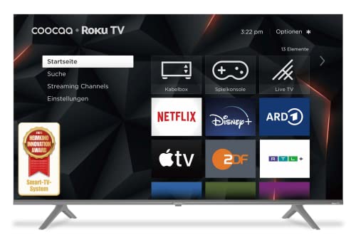 coocaa 55R5G ROKU LED-TV, 55 Zoll UHD SMART TV, 139 cm, Fernseher mit Triple Tuner, TV mit WLAN, LAN, HDMI, USB, HDTV, Netflix, Prime, Disney+