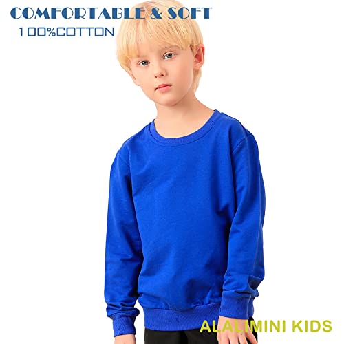 Alalimini Boys Girls Sweatshirts Toddler Kids Crewneck Pullover Cotton Solid Long Sleeve Tshirts (4-5Years, Dark Blue) #TOP1
