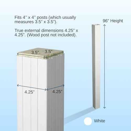 Image of Weatherables 4x4 Vinyl Post Wrap - Weatherproof Premium Outdoor Vinyl Porch Post Wrap with Fluted Design for Quickly Refreshing Existing Deck, Patio, and Porch Posts (4 inchx4 inchx96 inch, White Fluted)