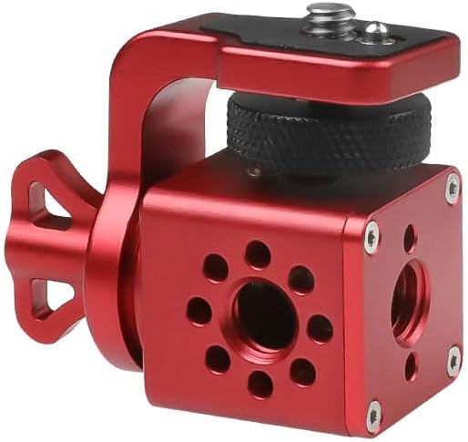 Alvins Camera Monitor Mount with 3/8" 1/4" Screw 360-degree Rotatable Tiltable Panoramic Bracket for Camera Monitor Gimbal Tripod, Adjustable Mount for Photography, Videography, Vlogging, Red