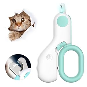 Coupe Griffes Chat avec Lumière LED,Coupe-Ongles pour Chat,Professionnel Coupe Ongle Chat,Ligne de Sang LED Coupe Ongles Animaux,Ciseaux à Ongles pour Chat,Tondeuses à Griffes Portable pour Chat