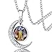 Collier Signe Astrologique Balance Femme,Pendentif Demi Lune Style Zodiaque en Acier Inoxydable avec Chaîne Réglable,Bijoux Horoscope Porte Bonheur Cadeau Anniversaire pour Femmes Enfant Fille