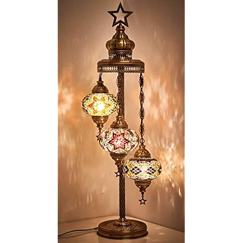 Lámpara de pie DEMMEX 19 colores con 3 globos grandes turcos marroquíes Cover