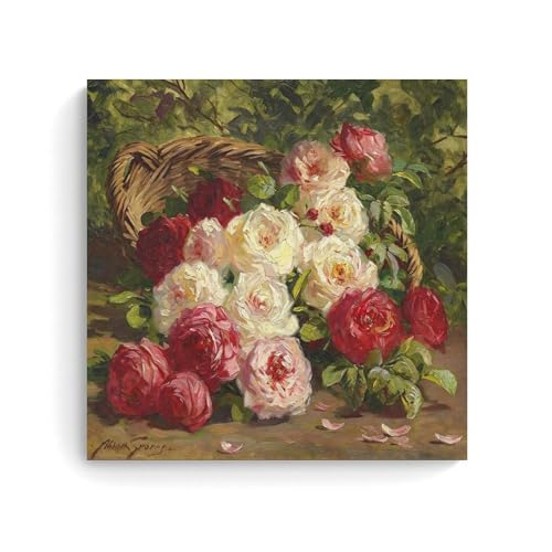 Lienzo de Abbott Fuller Graves: Bodegón con rosas de alta calidad, 50x50 cm