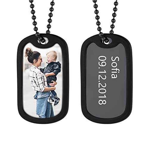 U7 Customized Picture On Black Dog Tags Necklace For Solider With Silicone Silencer #TOP24