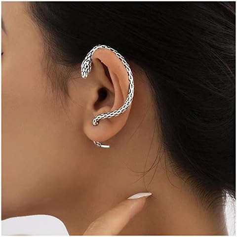 Inilbran Punk Snake Ear Cuff Earrings Silver Snake Cuff Wrap Crawler Earrings Vintage Snake Crawler Cartilage Earring Gothic Animal Studs Earrings Jewelry for Women and Girls Cover