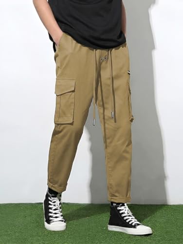Image of GRECIILOOKS Men's Cargo Pants | 6 Pocket Cotton Cargo Joggers for Men | Loose Fit Stylish Pant with Pockets | Casual Baggy Trousers & Streetwear Lower