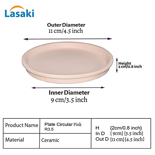 Image of Lasaki Round Ceramic Trays (Plates Saucers) for Pots, planters, Flower, Succulent(Set of 2,Pink,3.5 inch) R3.5(Plants not Included)