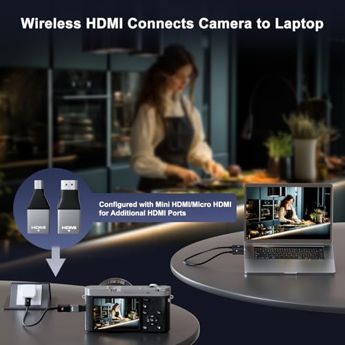 Image of Wireless HDMI Transmitter and Receiver 4K Decode 1080P Output, HDMI Wireless Extender, Plug & Play, Support 2.4 /5GHz for Streaming Video and Audio to Monitor from Laptop /Pc /Tv Box (Black)