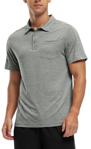 Image of Rdruko Men's Polo Shirts Short Sleeve Quick Dry Outdoor Golf Sports Shirts with Pocket