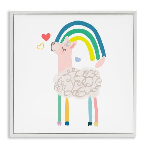 Sweet Pastel Rainbow Sheep Hearts, 12 x 12 Inch Framed Giclée Print