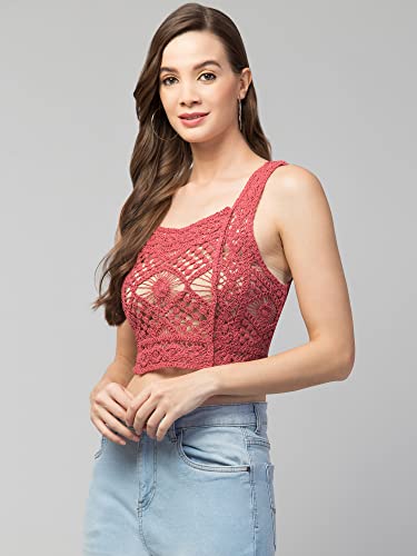 Image of Women Girls Solid Crochet Top