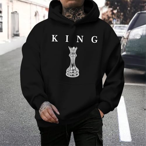 King Graphic Hoodies For Men Oversized Designer Hoodie Cool Chess Sweatshirts Urban Streetwear Drop Shoulder Pullover2
