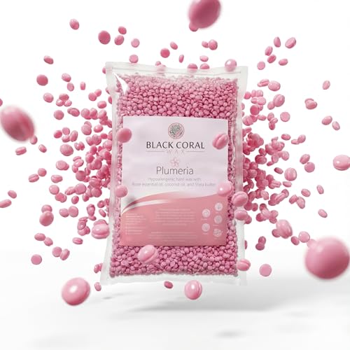 Black Coral Wax - Plumeria - 1 kg / 2.2 lb Pink Hard Wax Beads Bag - Bikini Face & Whole Body No Strip Needed - Perfect for Sensitive Skin & Underarm Waxing - Cream Texture Flafless Hair-Removal