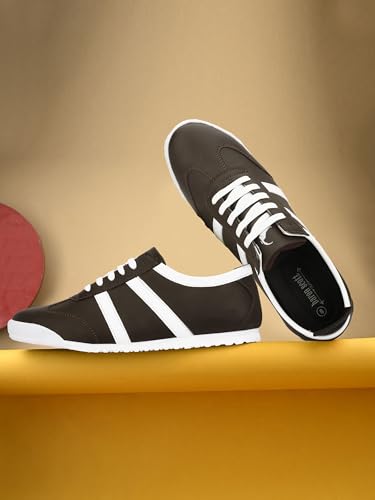 Image of baron scott Men's Casual Flat Sneakers | Faux Leather Lace-Up Shoes for Men | Lightweight TPR Sole with EVA Foam Insole | Comfortable Sneakers for Walking, Travel, Office & Casual Use