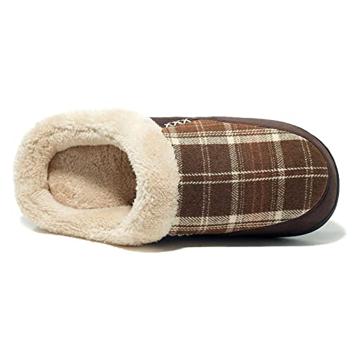 Image of NewDenBer Men's Warm Memory Foam Suede Plush Fleece Lined Slip on Indoor Outdoor Clog House Slippers