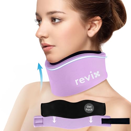 REVIX Soft Neck Brace Cervical Collar, Adjustable Neck Support Brace with Hot Cold Gel Pack, Neck Pain Relief & Neck Support Collar for Sleeping, Relieves Cervical Spine Pressure, Purple