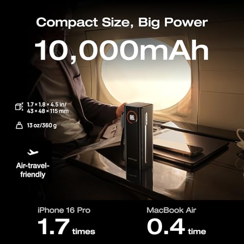 Image of EF ECOFLOW RAPID Pro Power Bank with 67W Wall Plug, 10,000mAh 3-in-1 Portable Charger with Built-in USB-C Cable, 45W Fast Recharging, Travel Essentials for iPhone 17 /16 Series, Galaxy, Laptops, and More